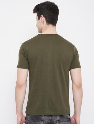 olive-green chest-printed t-shirt - 18470227 - Standard Image - 3