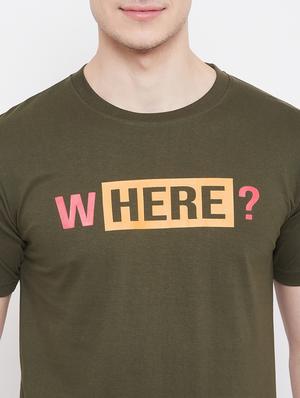 olive-green chest-printed t-shirt - 18470227 - Standard Image - 4