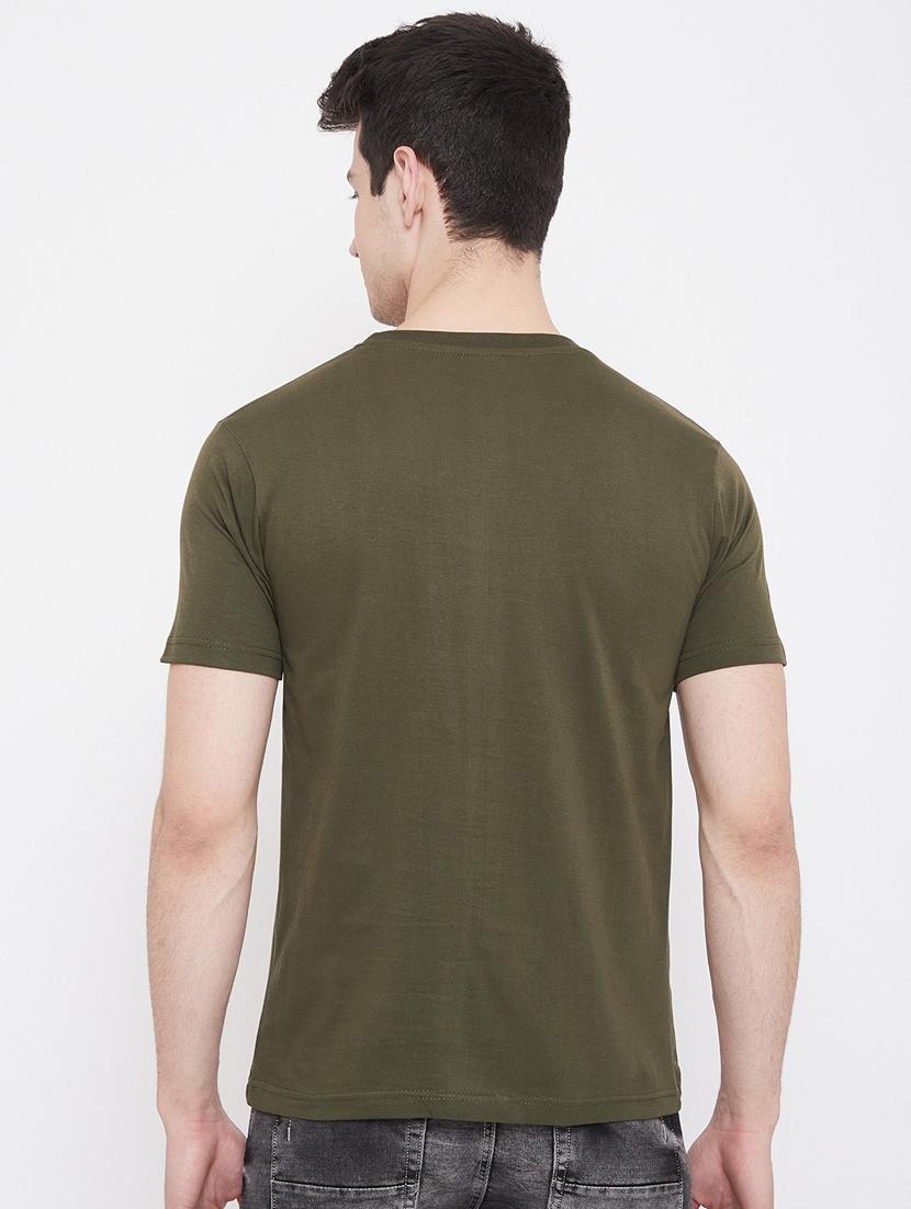 olive-green chest-printed t-shirt - 18470227 - Zoom Image - 3