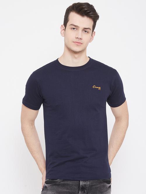 navy-blue solid t-shirt - 18470230 - Standard Image - 1