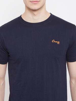 navy-blue solid t-shirt - 18470230 - Standard Image - 4