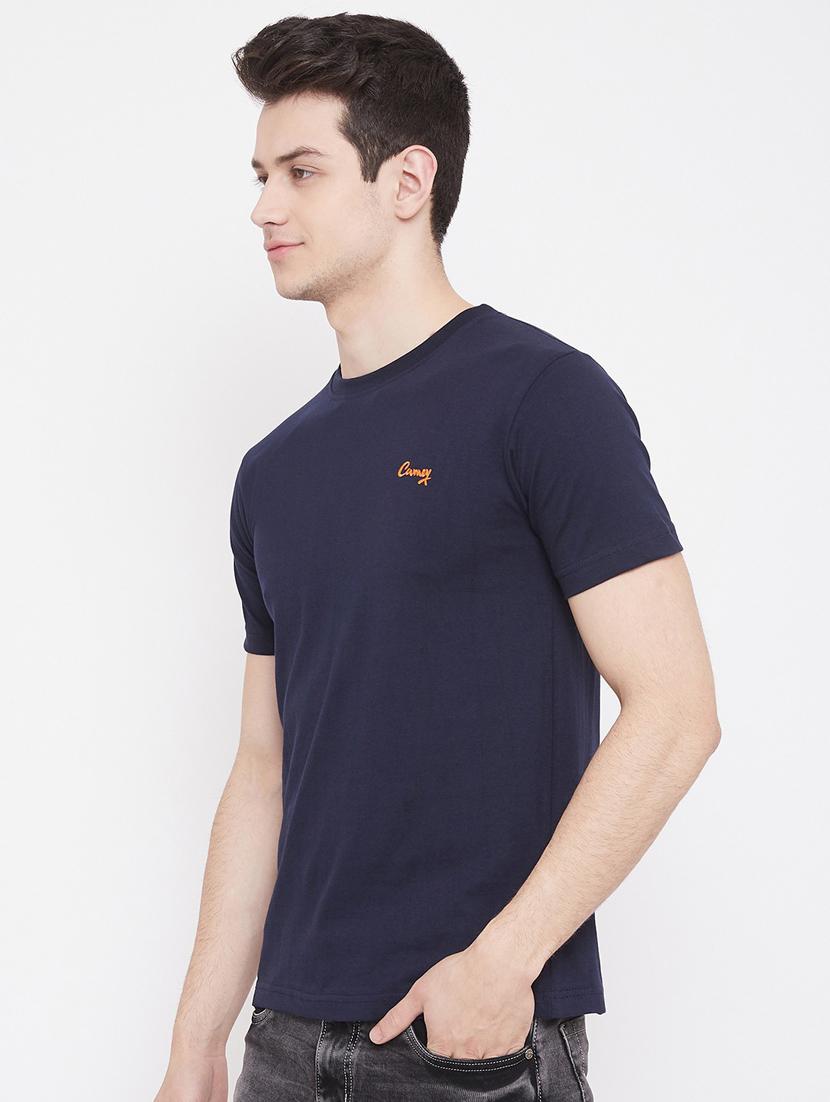 navy-blue solid t-shirt - 18470230 - Zoom Image - 2