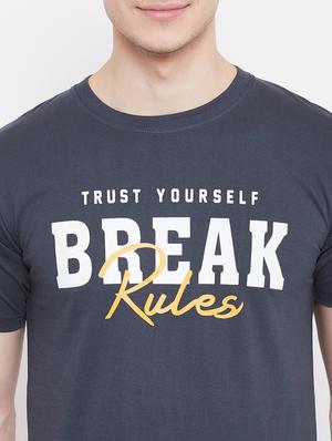 navy-blue chest-printed t-shirt - 18470232 - Standard Image - 4