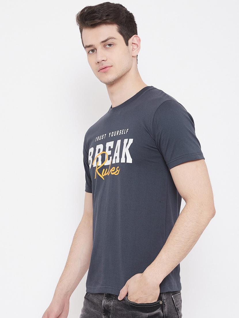 navy-blue chest-printed t-shirt - 18470232 - Zoom Image - 2