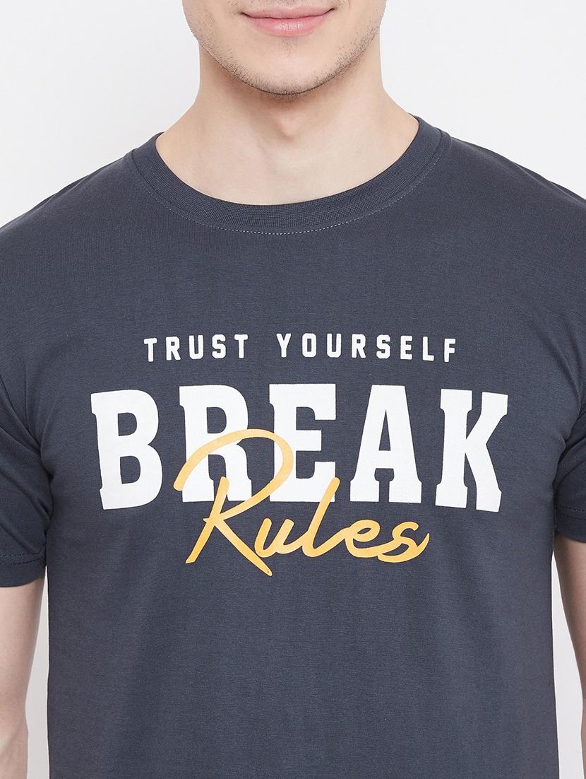 navy-blue chest-printed t-shirt - 18470232 - Zoom Image - 4