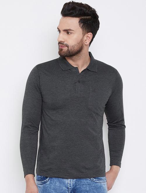 charcoal-grey polo t-shirt - 18470263 - Standard Image - 1