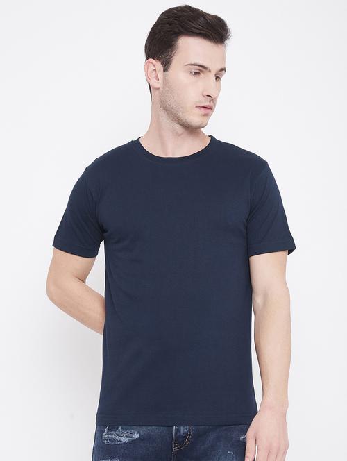 navy-blue solid t-shirt - 18470291 - Standard Image - 1