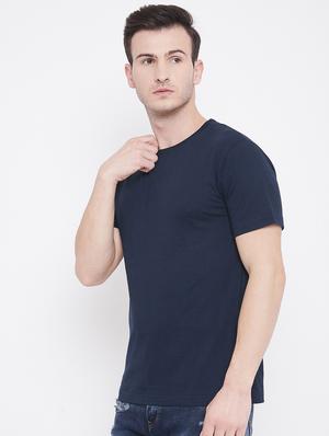 navy-blue solid t-shirt - 18470291 - Standard Image - 2