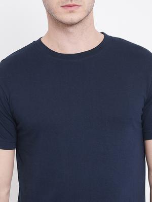 navy-blue solid t-shirt - 18470291 - Standard Image - 4