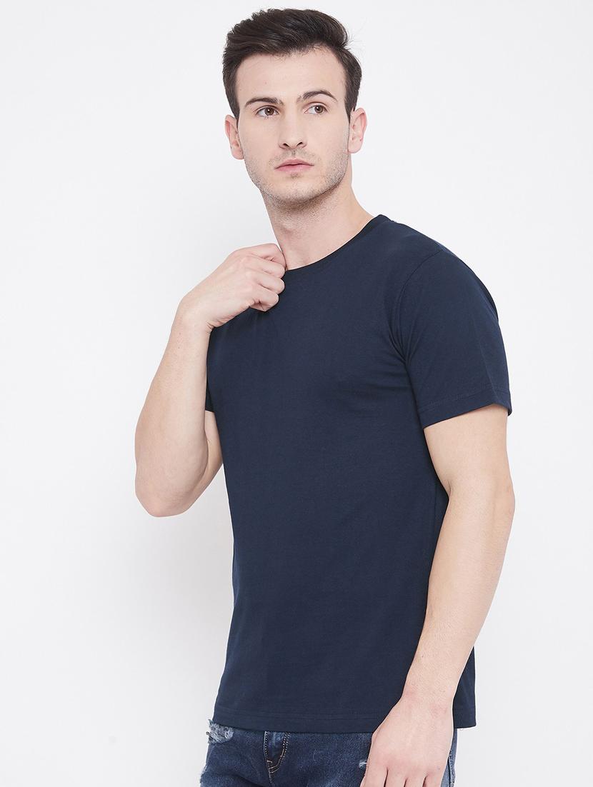 navy-blue solid t-shirt - 18470291 - Zoom Image - 2