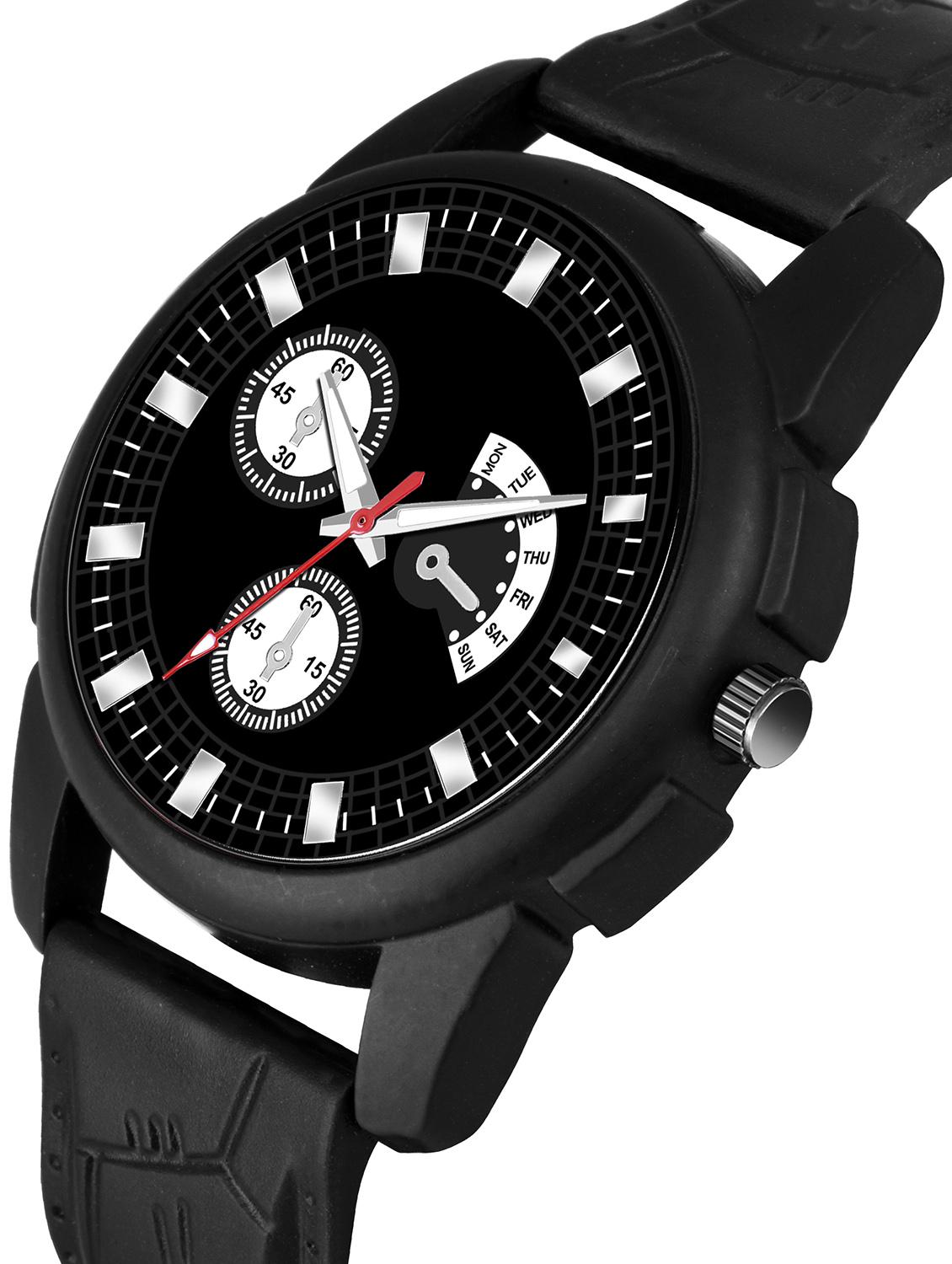 kajaru jew_52_k_1220 black om mahadev bracelet with black dial and pu black strap fancy look analog with quartz watch - 18470705 - Zoom Image - 3