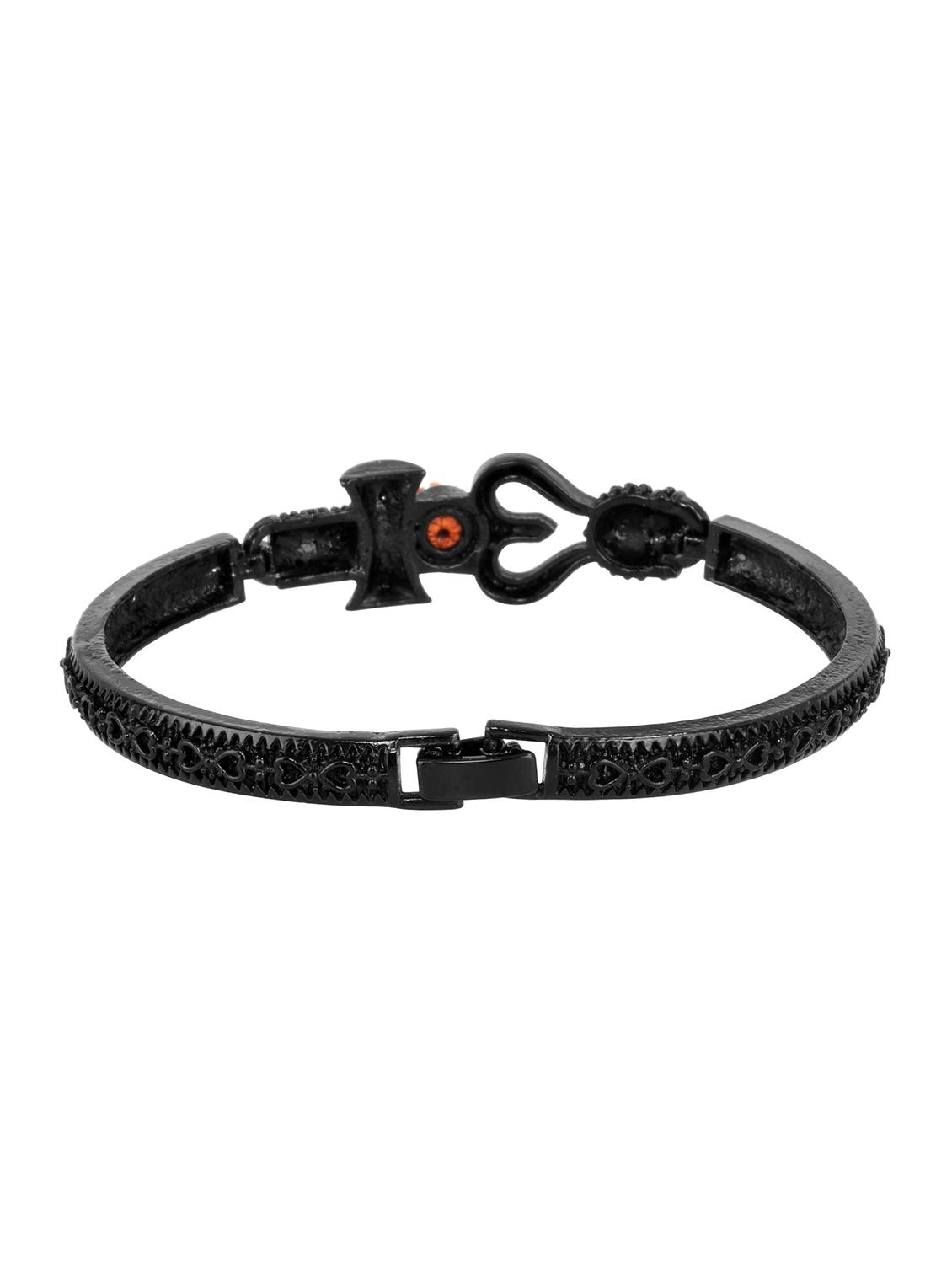 kajaru jew_52_k_1220 black om mahadev bracelet with black dial and pu black strap fancy look analog with quartz watch - 18470705 - Zoom Image - 7
