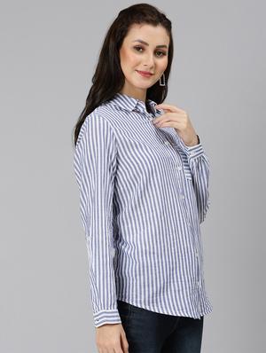 blue striped regular shirt - 18471042 - Standard Image - 3