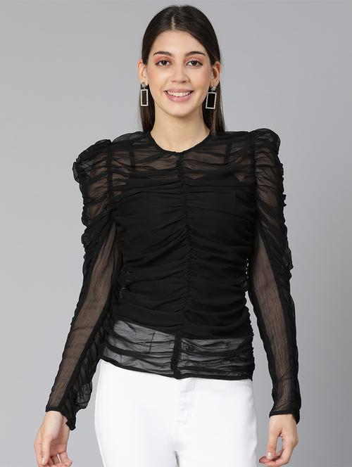 ruched solid regular top - 18471062 - Standard Image - 1