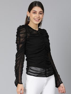 ruched solid regular top - 18471062 - Standard Image - 2
