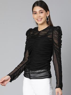 ruched solid regular top - 18471062 - Standard Image - 3