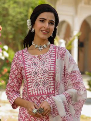printed kurta dupatta set - 18471393 - Standard Image - 5