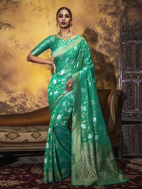 jacquard work woven saree with blouse - 18472460 - Standard Image - 1