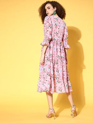 tie knot floral tiered dress - 18472588 - Standard Image - 3