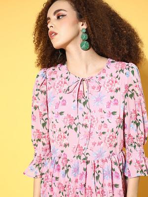 tie knot floral tiered dress - 18472588 - Standard Image - 5