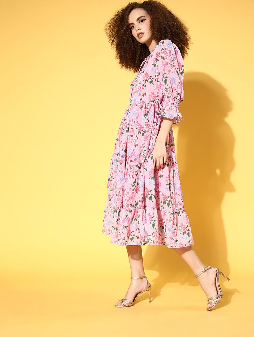 tie knot floral tiered dress - 18472588 - Zoom Image - 2