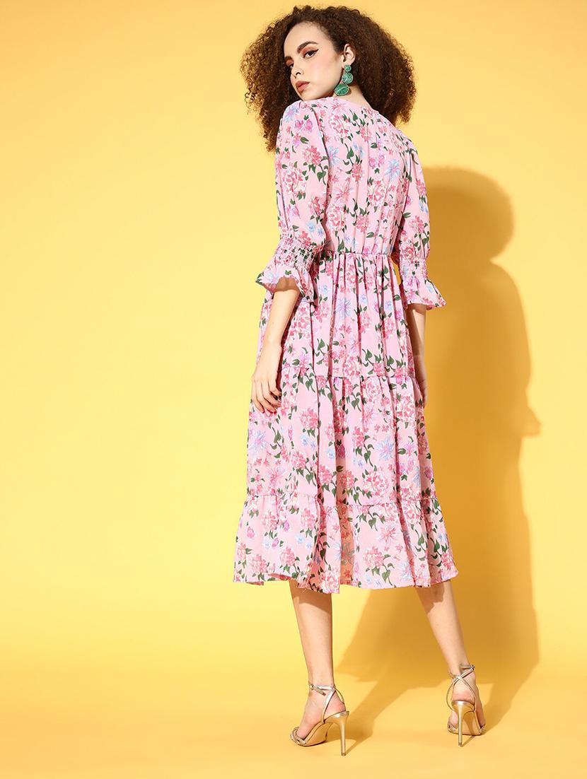 tie knot floral tiered dress - 18472588 - Zoom Image - 3