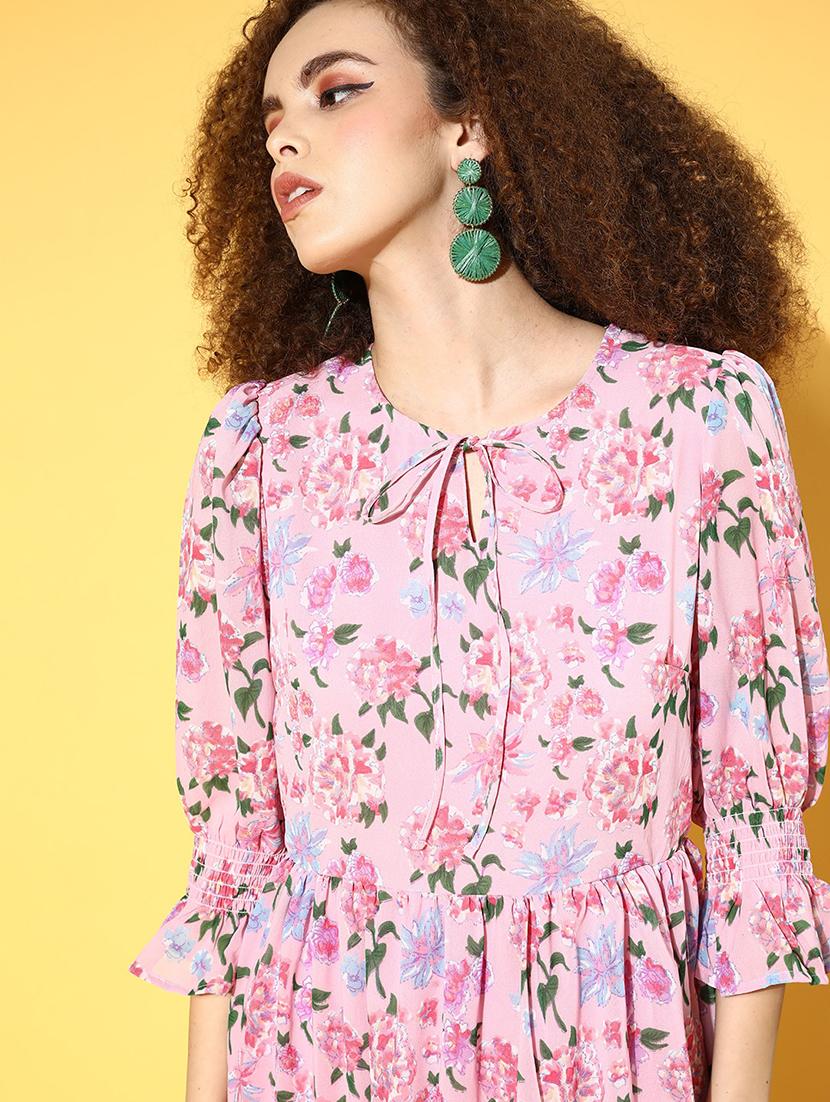 tie knot floral tiered dress - 18472588 - Zoom Image - 5