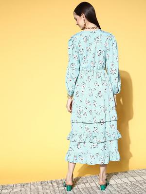bishop sleeved printed a-line dress - 18472648 - Standard Image - 3
