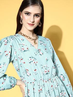 bishop sleeved printed a-line dress - 18472648 - Standard Image - 5