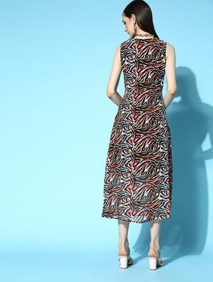 overlap neck animal print wrap dress - 18472889 - Standard Image - 3