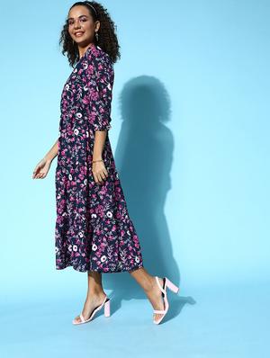 bishop sleeved floral a-line dress - 18472905 - Standard Image - 2