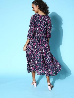 bishop sleeved floral a-line dress - 18472905 - Standard Image - 3