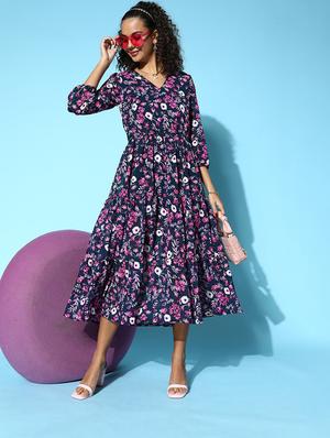 bishop sleeved floral a-line dress - 18472905 - Standard Image - 4
