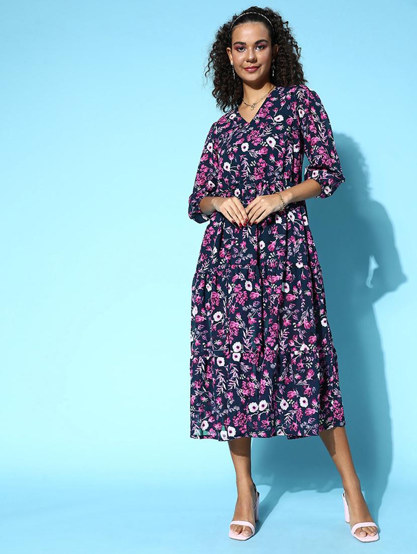 bishop sleeved floral a-line dress - 18472905 - Zoom Image - 1
