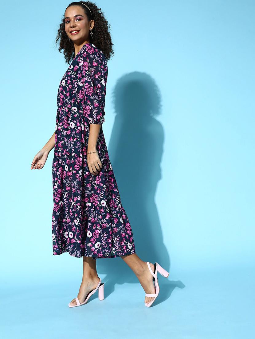bishop sleeved floral a-line dress - 18472905 - Zoom Image - 2