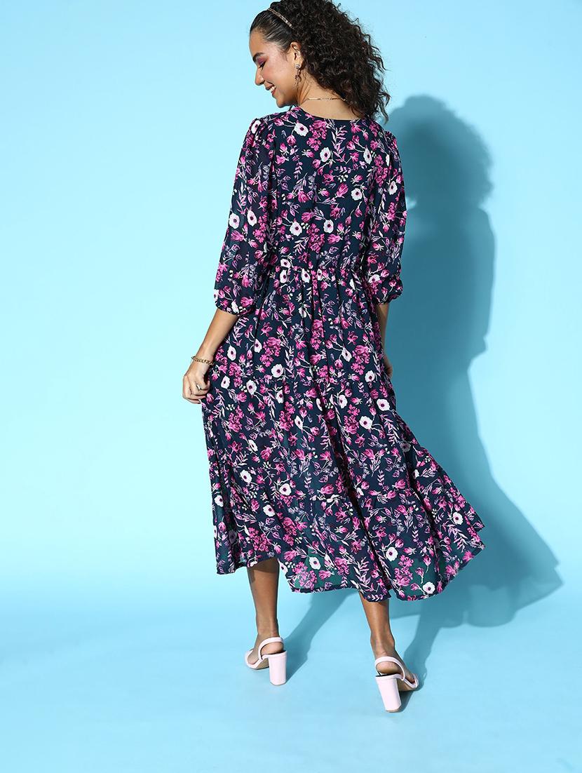 bishop sleeved floral a-line dress - 18472905 - Zoom Image - 3