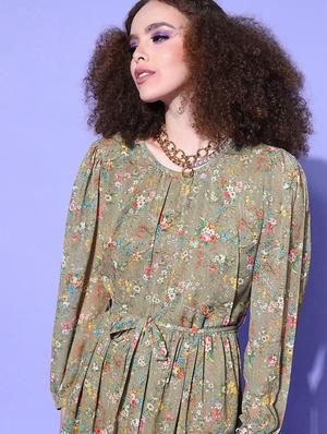 bishop sleeved floral maxi dress - 18472915 - Standard Image - 5