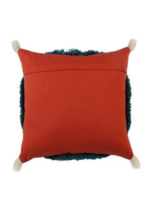 blanc9 medallion embroidered & fringe lace cotton square cushion cover 16x16 inches - 18473106 - Standard Image - 3