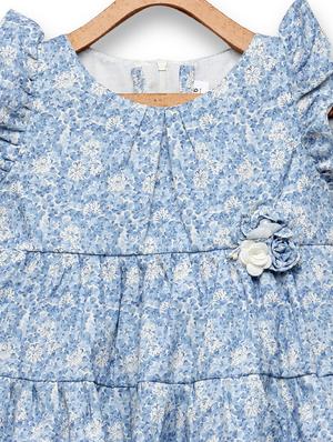 girls blue floral frock - 18473268 - Standard Image - 3