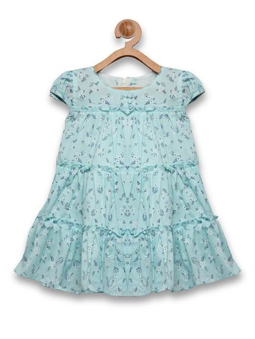 girls blue floral frock - 18473271 - Standard Image - 1