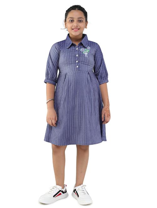 girls blue striped frock - 18473303 - Standard Image - 1