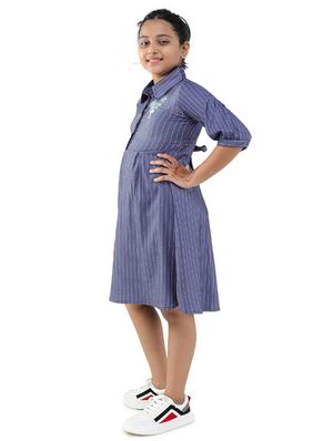 girls blue striped frock - 18473303 - Standard Image - 3