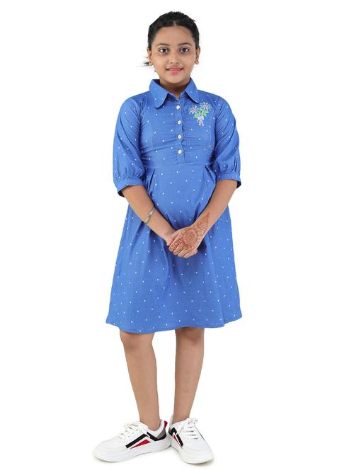 girls blue polka dot frock - 18473305 - Standard Image - 1