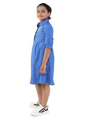 girls blue polka dot frock - 18473305 - Standard Image - 3