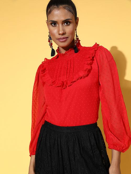 dobby work frill detailed regular top - 18473485 - Standard Image - 1