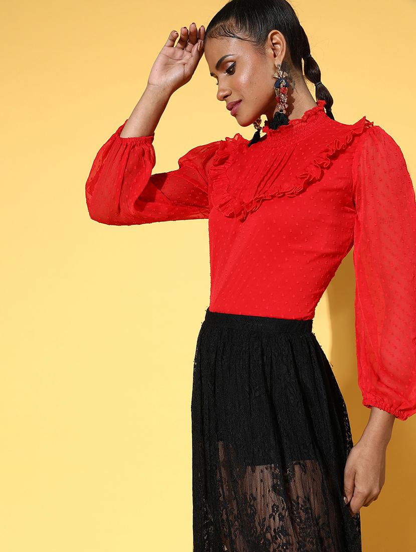 dobby work frill detailed regular top - 18473485 - Zoom Image - 2