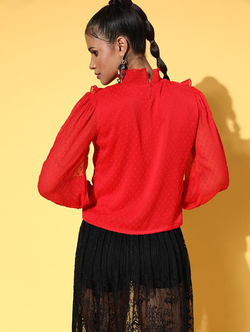 dobby work frill detailed regular top - 18473485 - Zoom Image - 3