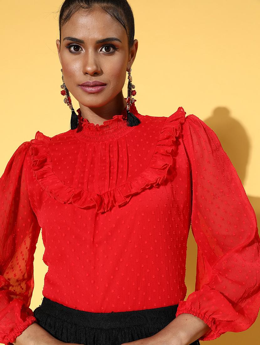 dobby work frill detailed regular top - 18473485 - Zoom Image - 5