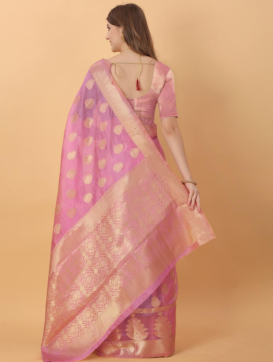 jacquard work woven saree with blouse - 18473955 - Zoom Image - 2