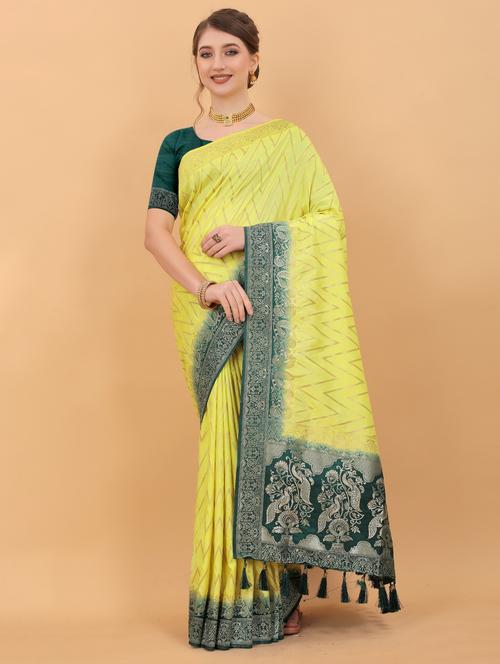 jacquard work woven saree with blouse - 18473989 - Very Small Image - 1